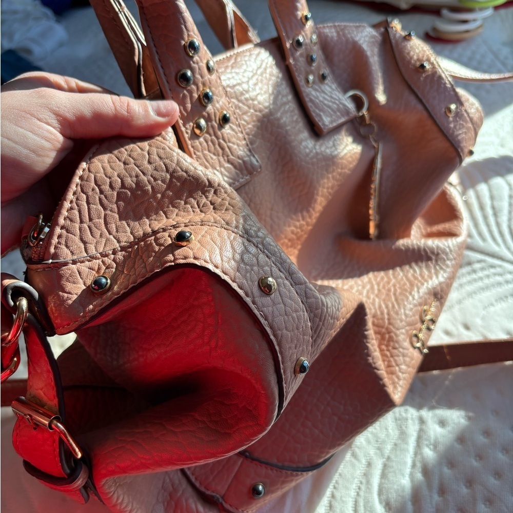 Jessica Simpson Pink Textured Handbag with Stud Accents - Picture 3 of 8